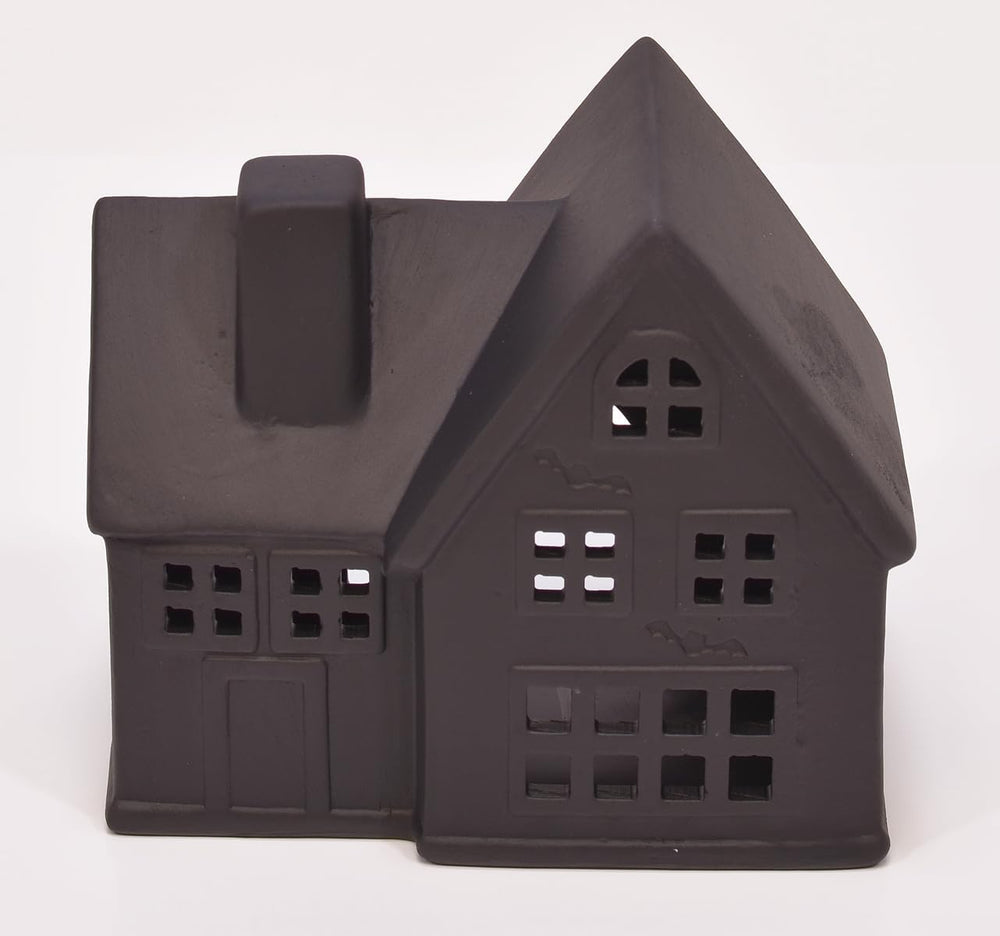 Mark Feldstein Black Porcelain Haunted Halloween LED Village, 10 Pc
