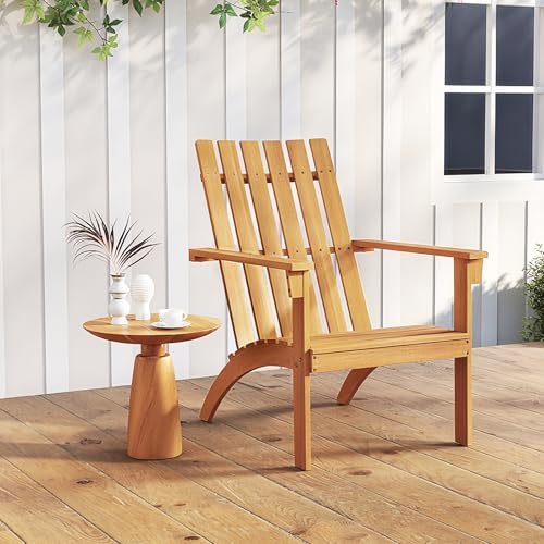 Tangkula Outdoor Adirondack Chair, Solid Acacia Wood Fire Pit Chair with Incl...