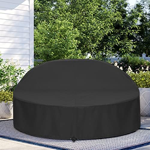 SunPatio Outdoor Daybed Cover, Heavy Duty Waterproof Round Canopy Sofa Bed Co...