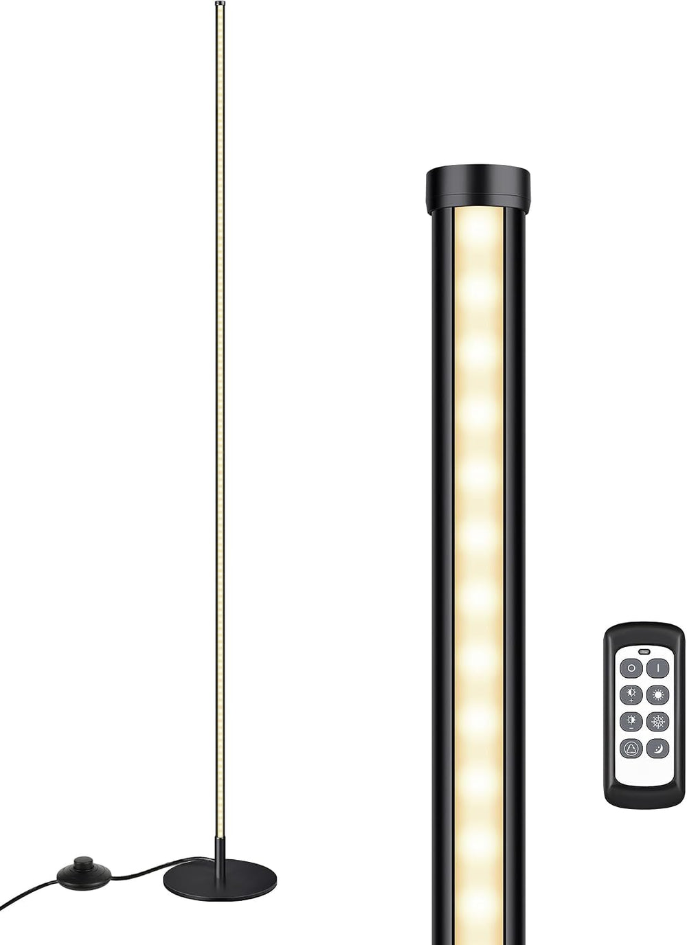 EDISHINE 57.5" Floor Lamp with Remote & Foot Switch, Dimmable & ...