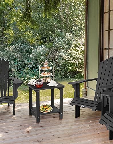 Tikea, Black Adirondack Outdoor Side Table, 16.7'' x 12.6'' x...