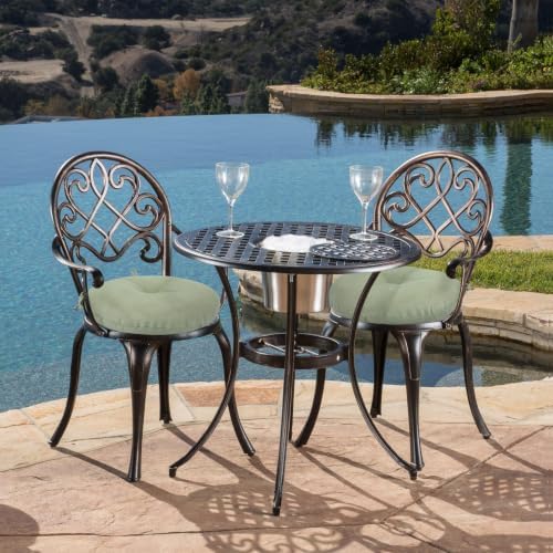 Outdoor Bistro Chair Cushion Set of 2, Waterproof Tufted Round Seat Cushion w...