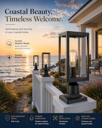 Beionxii Outdoor Post Lantern, 20inch Large Modern Lamp Post Light Fixture Ex...