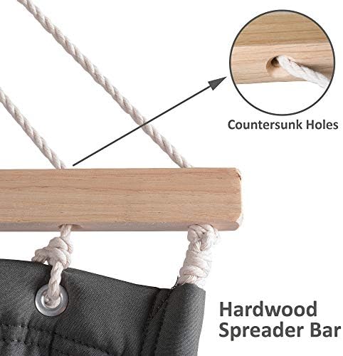 SUNCREAT Double Hammock with Wooden Stand, Dark Gray
