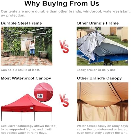 ABCCANOPY Ez Pop Up Canopy Tent with Sidewalls 10x10 Commercial -Series, Dark...