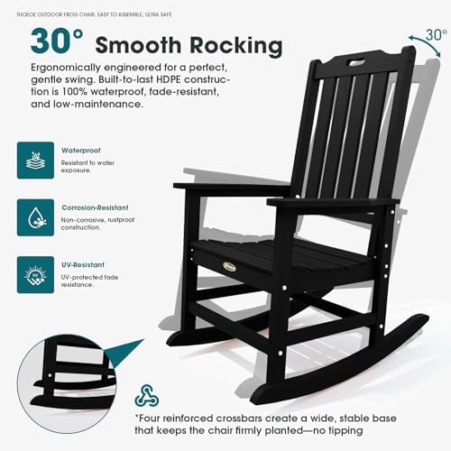 THOEOE Outdoor Rocking Chairs Set of 2, Oversized Patio Rocking Chair