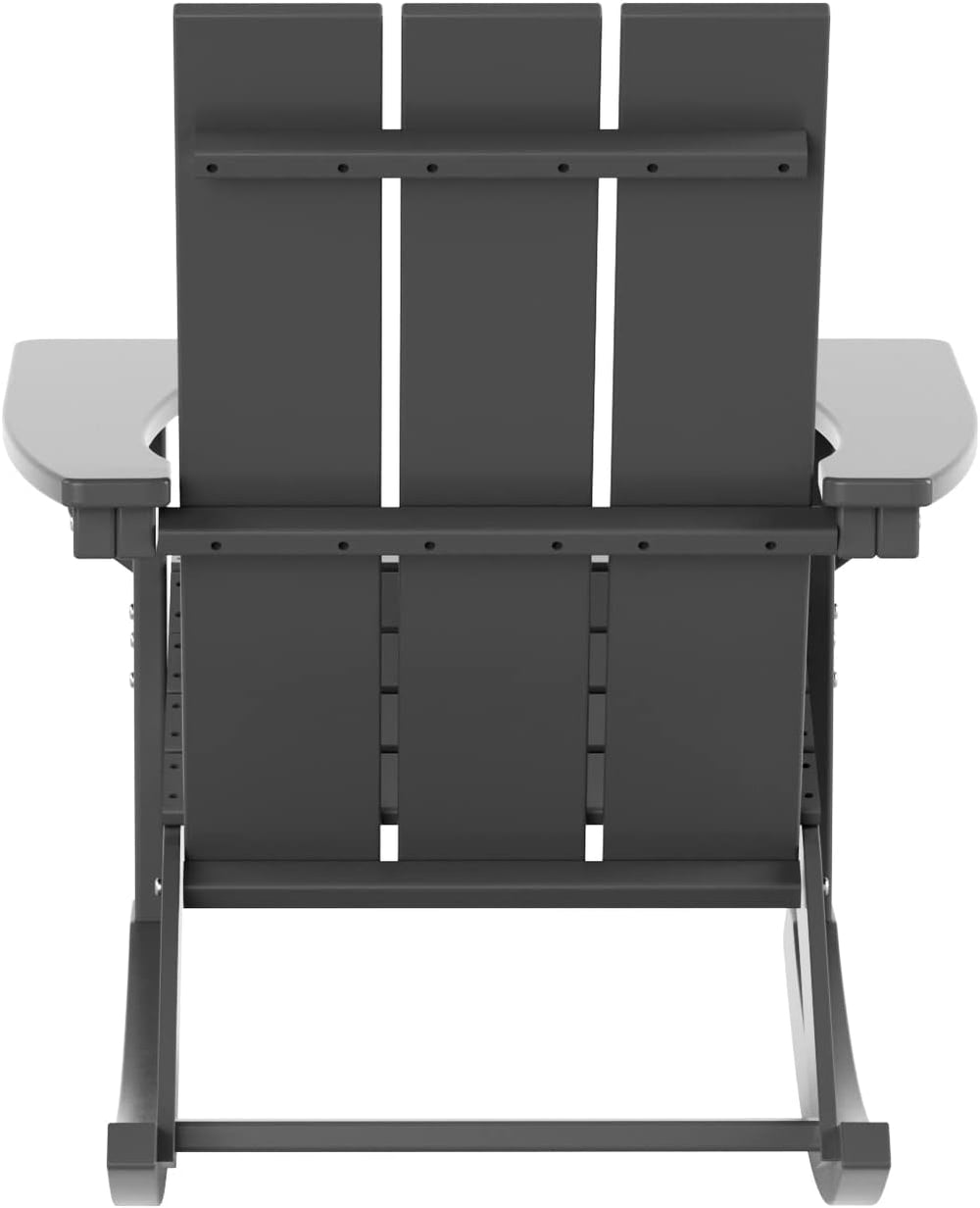HDPE Shoreside Modern Rocking Poly Adirondack Chair (Set of 2),Gray