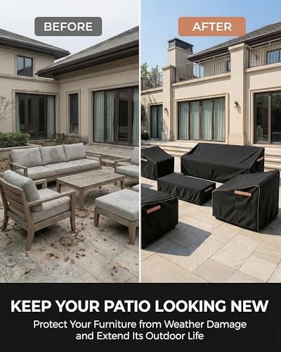 Patio Furniture Cover Set, 5-Piece Outdoor Furniture Cover Waterproof, 600D H...