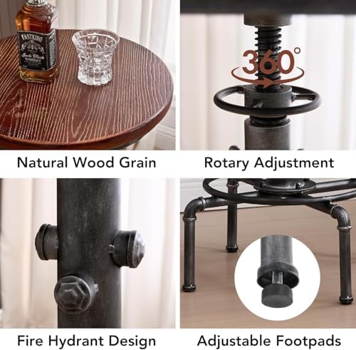 Topower Industrial Bar Table 31.5-41.3" Adjustable Pub Table Kitchen Din...