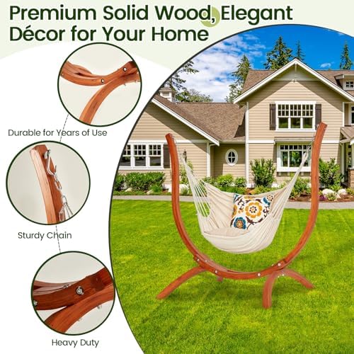 Premium Wooden Hammock Stand only (500 lbs/226kg), Sun Protection & Rain ...
