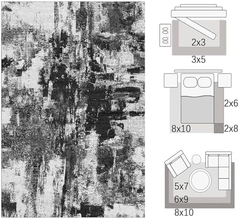 Area Rugs 8x10, Modern Abstract Machine Washable Rugs for Living Room Thin Ca...