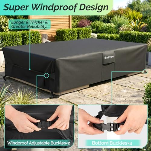 Patio Furniture Cover Waterproof 420D Heavy Duty Outdoor Buckles Air Vent