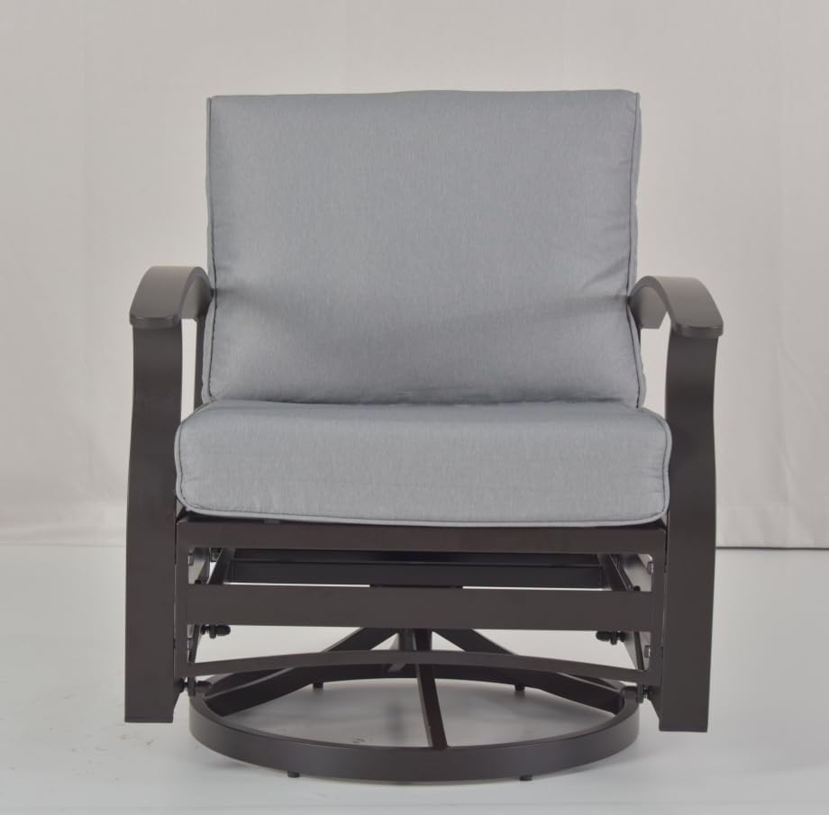 Kurapika 1 Piece Patio Furniture Chair, Outdoor Aluminum Swivel Glider Rocker...