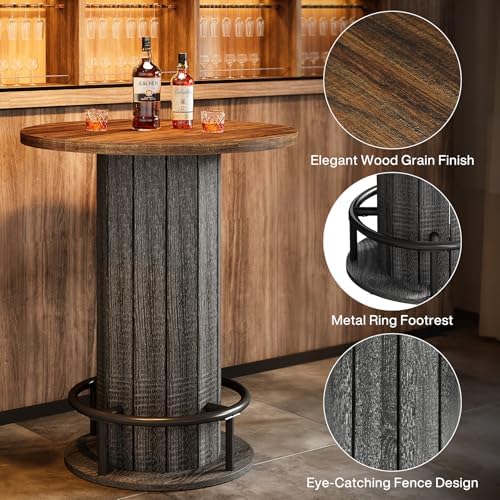Tribesigns Round Dining Table Set of 2, Bar Height Commercial Kitchen Table w...