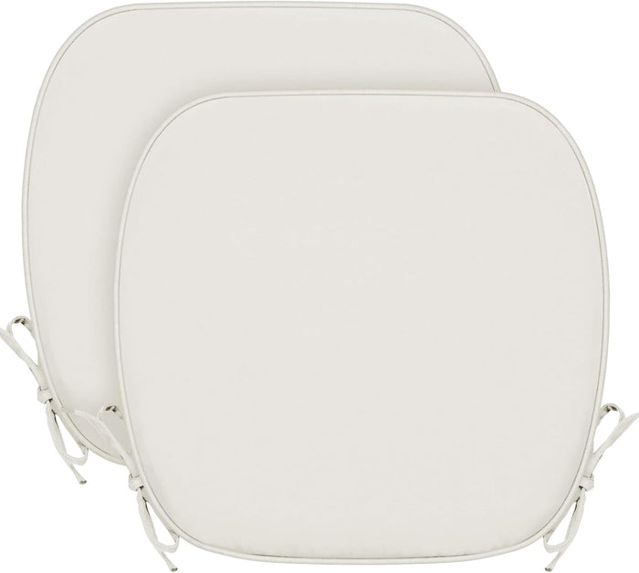 SleepMan Outdoor 17"x16" Chair Cushions with Ties Set of 2, Water Resistant All Weather U-Shape Seat Pads for Patio Garden Furniture Indoor Fade Resistant Patio Cushions (Beige)