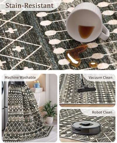 Miukiki 8x10 Area Rug for Living Room, Washable Soft Non Slip Rug Black