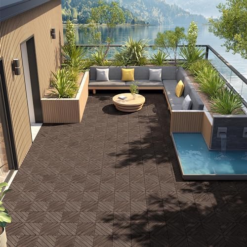 Yaheetech 27PCS Interlocking Deck Tiles Outdoor Patio Flooring,Black