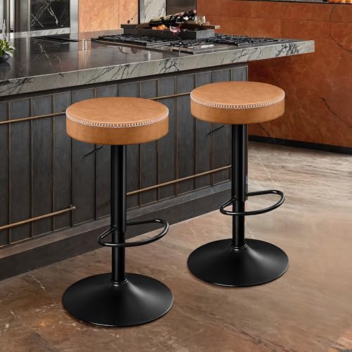 STOOLINK Tall Bar Stools Set of 2, Microfiber Leather Bar Height Stools