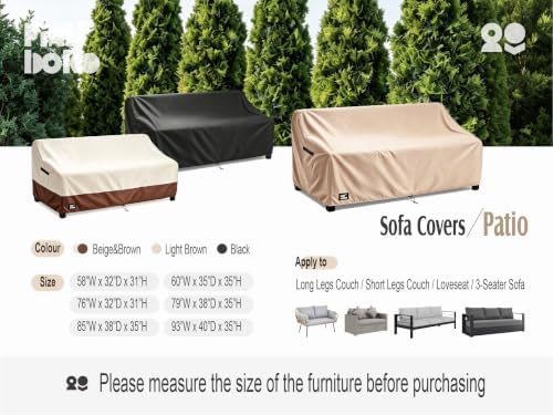 3-Seater Outdoor Sofa Cover, 79Wx38Dx35H inches Outdoor Furniture Covers Wate...