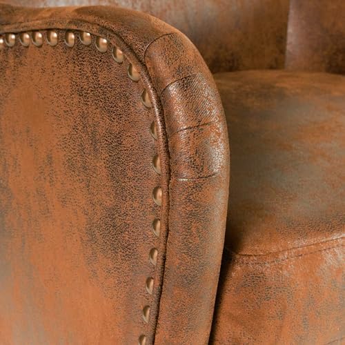 Mid-Century Modern Wingback Chairs Set of 2, Accent Club Chair with Nailhead ...
