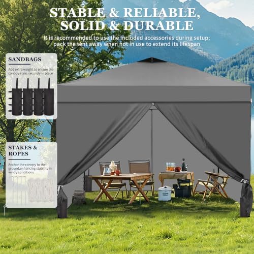 10x10ft Pop-Up Canopy Tent with 4 Side Walls — Easy Setup, Outdoor Portable G...