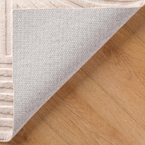 Ciicool 5x7 Area Rug for Living Room,Beige Washable High-Low Pile Carpet