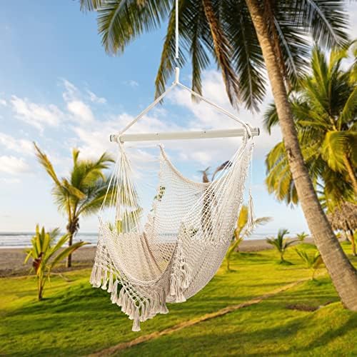 Hammock Chair，Max 330lbs, Large Hanging Chair, Soft Cotton Rope Swing Chair w...