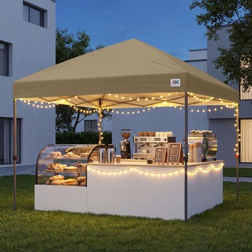ABCCANOPY 10x10 Pop Up Canopy Tent, Heavy Duty Weather Protection, Khaki