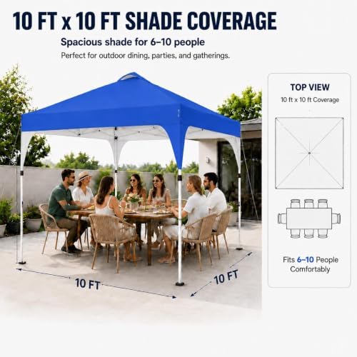 Yaheetech 10x10 Pop Up Canopy Tent for Outdoor Events, Blue