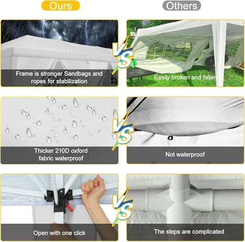 COBIZI Canopy 10x30 FT Party Tents for Parties with 8 Sidewalls, carpas para ...