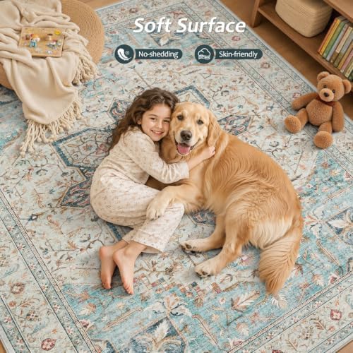 Tortania Area Rug 8x10 Living Room Rug Washable Soft Multi