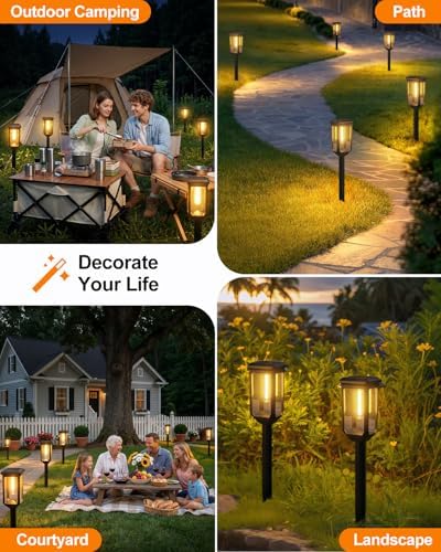 Tenmiro Solar Pathway Lights Outdoor 8 Pack, Bright Solar Garden Lights