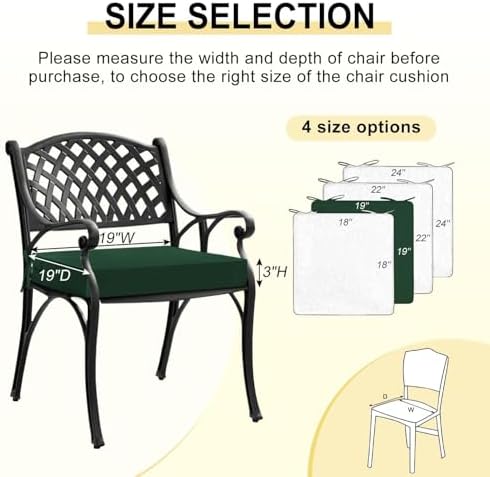 downluxe Waterproof Outdoor Chair Cushions Set of 2, 19" x 19" x 3&...