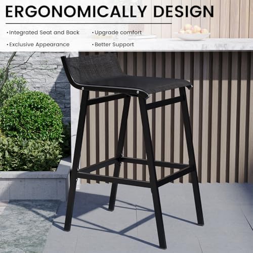 Sundale Outdoor Patio Metal Bar Stools, Low Back Modern Counter Height