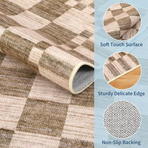 GarveeHome Checkered Rug 3x5 Area Rugs for Living Room Washable Nursey Rug