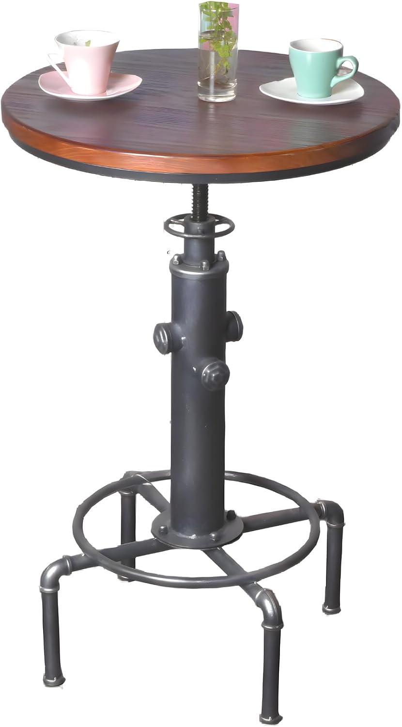 Topower Industrial Bar Table 31.5-41.3" Adjustable Pub Table Kitchen Din...