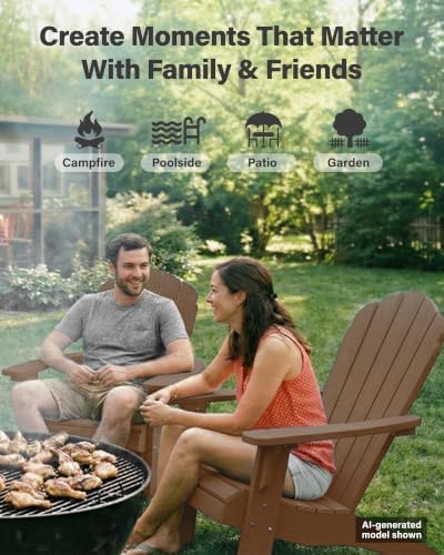 YEFU Oversized Adirondack Chair with Cup-Holder- Teak
