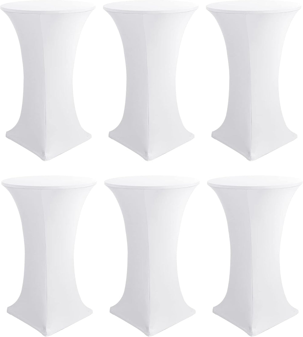 Spandex White Cocktail Table Covers for 30-32 Inch High Top Pub 6 Pack