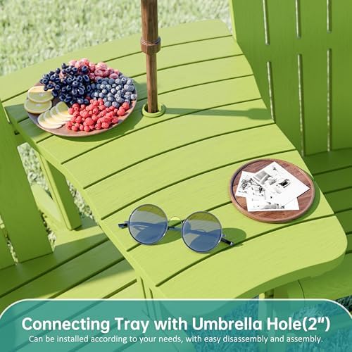 Shintenchi Adirondack Chairs Set of 2,HDPE Adirondack Chairs w/Removable Tabl...