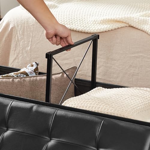 SONGMICS 43.3 Inches Folding Storage Ottoman Bench with Flipping Lid