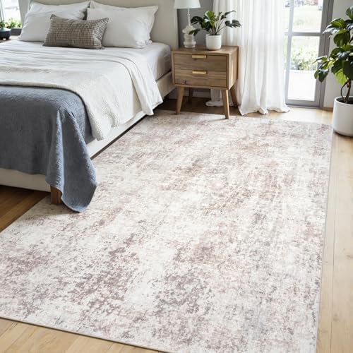 5x7 Area Rugs for Living Room Large Washable Abstract Rug Beige Grey