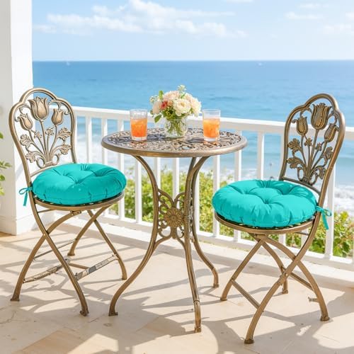 idee-home Outdoor Bistro Chair Cushions Set of 4, Round Seat Cushions