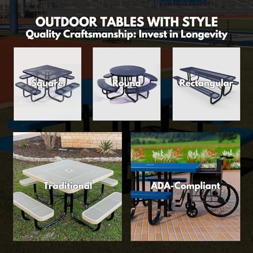 COATEDOUTDOORFURNITURE 6Ft Rect Picnic Table, Expanded, Black