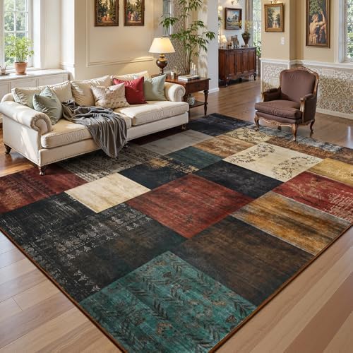 DweIke Washable Area Rugs 5x7 for Living Room, Modern Geometric Colorful Soft...