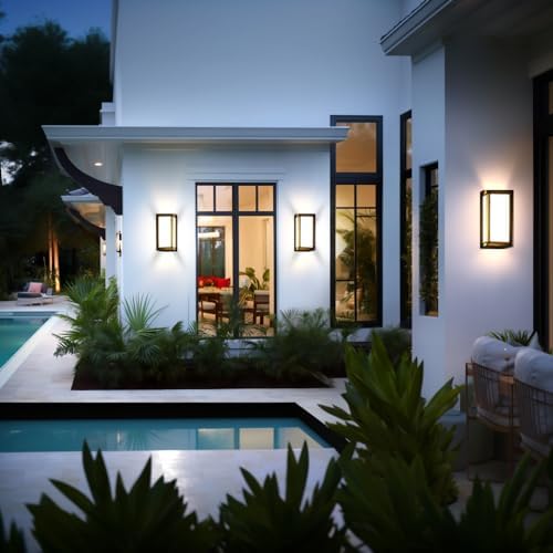 iYogaled 3CCT Outdoor Wall Lights, 12W IP65 Aluminum Porch Lights Outdoor