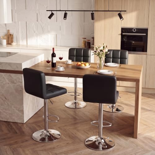 Homall Bar Stools Set of 4, Modern PU Leather Adjustable Swivel Barstools wit...