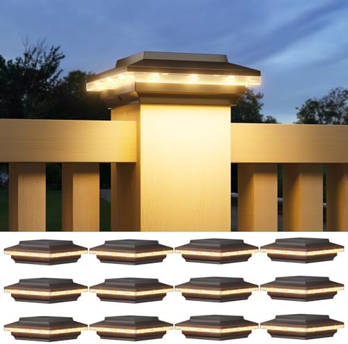 ELECLINK 12 Pack 4x4 Solar Post Cap Lights Upgraded, Brighter and Extended Be...