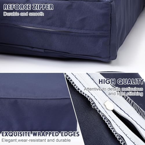 Mindsoft 2 Sets Waterproof Cushion Covers with Backrest, L, Dark Blue