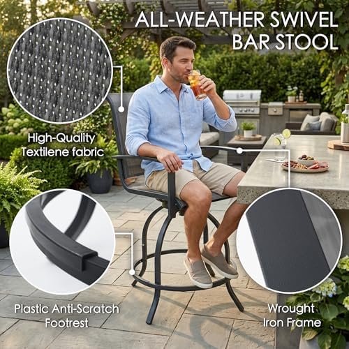 Kozyard Outdoor Swivel Bar Stools Set of 2