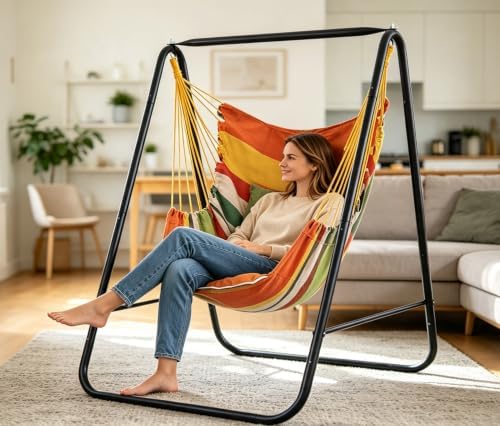 Hammock Chair with Stand,Hammock Chair Stand with Hanging Swing Chair Include...